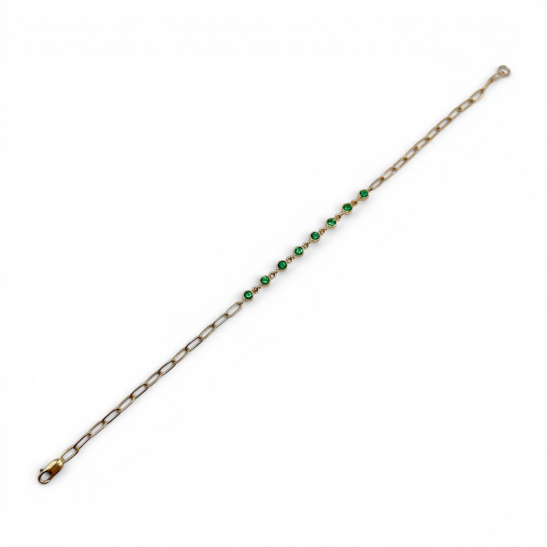 14k Yellow Gold Bezel Set Emerald Bracelet