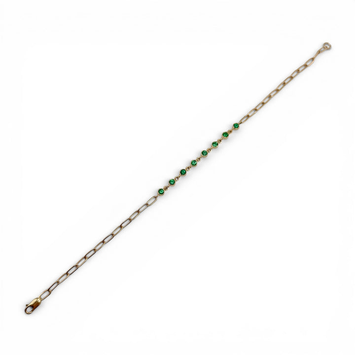 14k Yellow Gold Bezel Set Emerald Bracelet