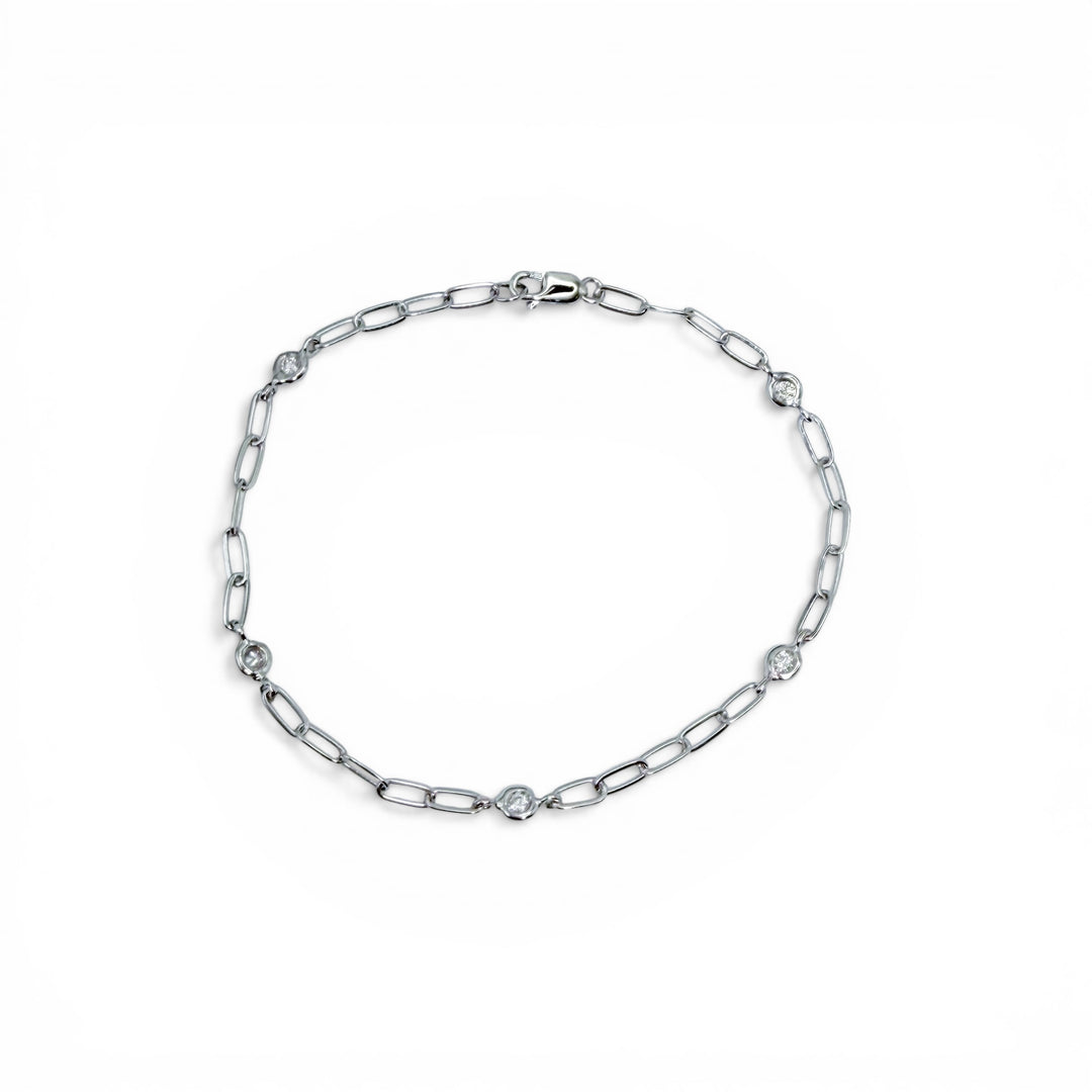 14k White Gold Bezel Set Diamond Bracelet