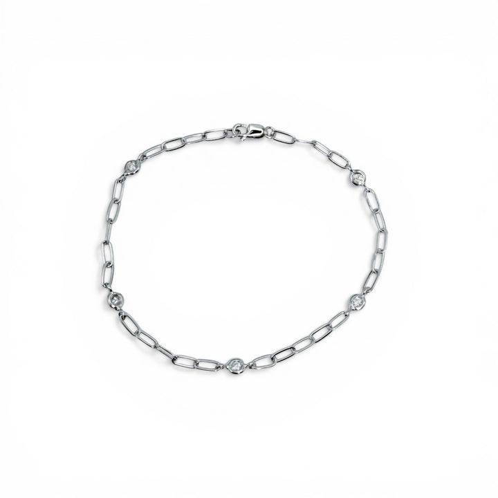 14k White Gold Bezel Set Diamond Bracelet