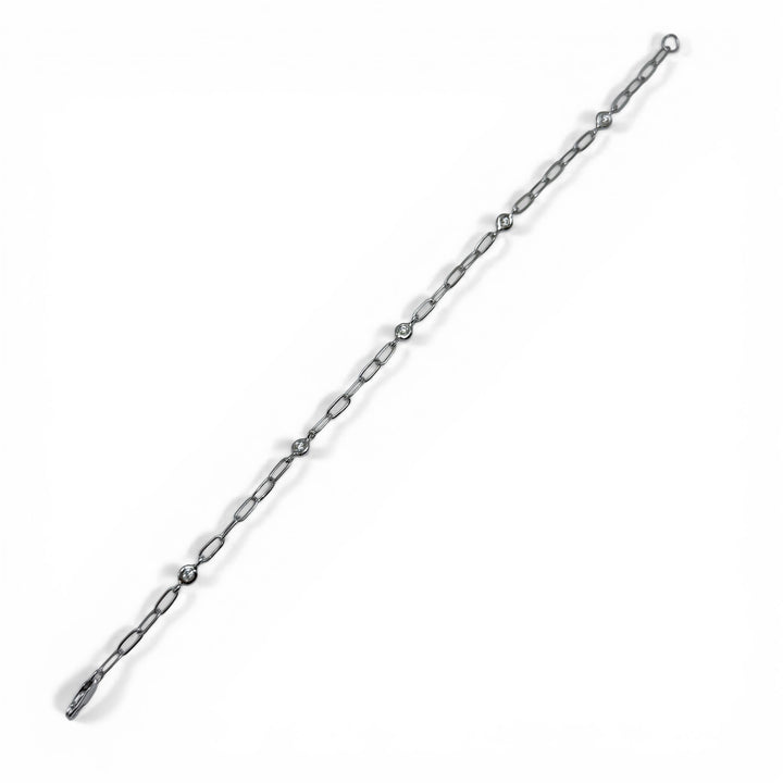14k White Gold Bezel Set Diamond Bracelet