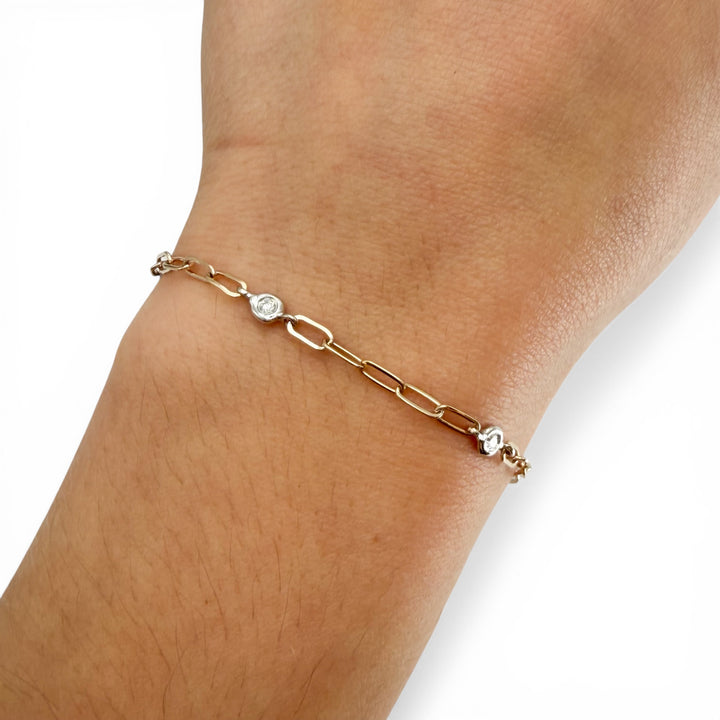 14k Yellow Gold Bezel Set Diamond Bracelet