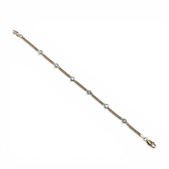 14k Two Tone Bezel Set Diamond Bracelet