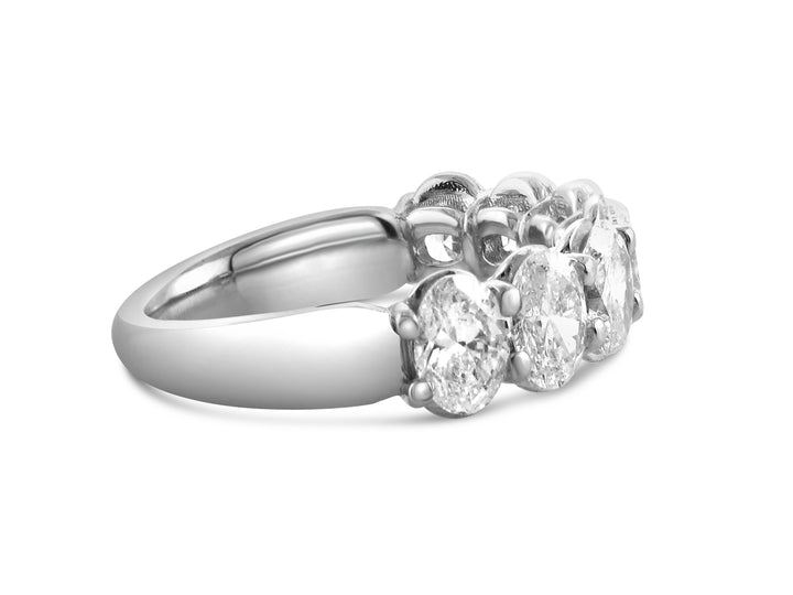 14k White Gold Oval 7 Stone Lab Grown Diamond Wedding Band