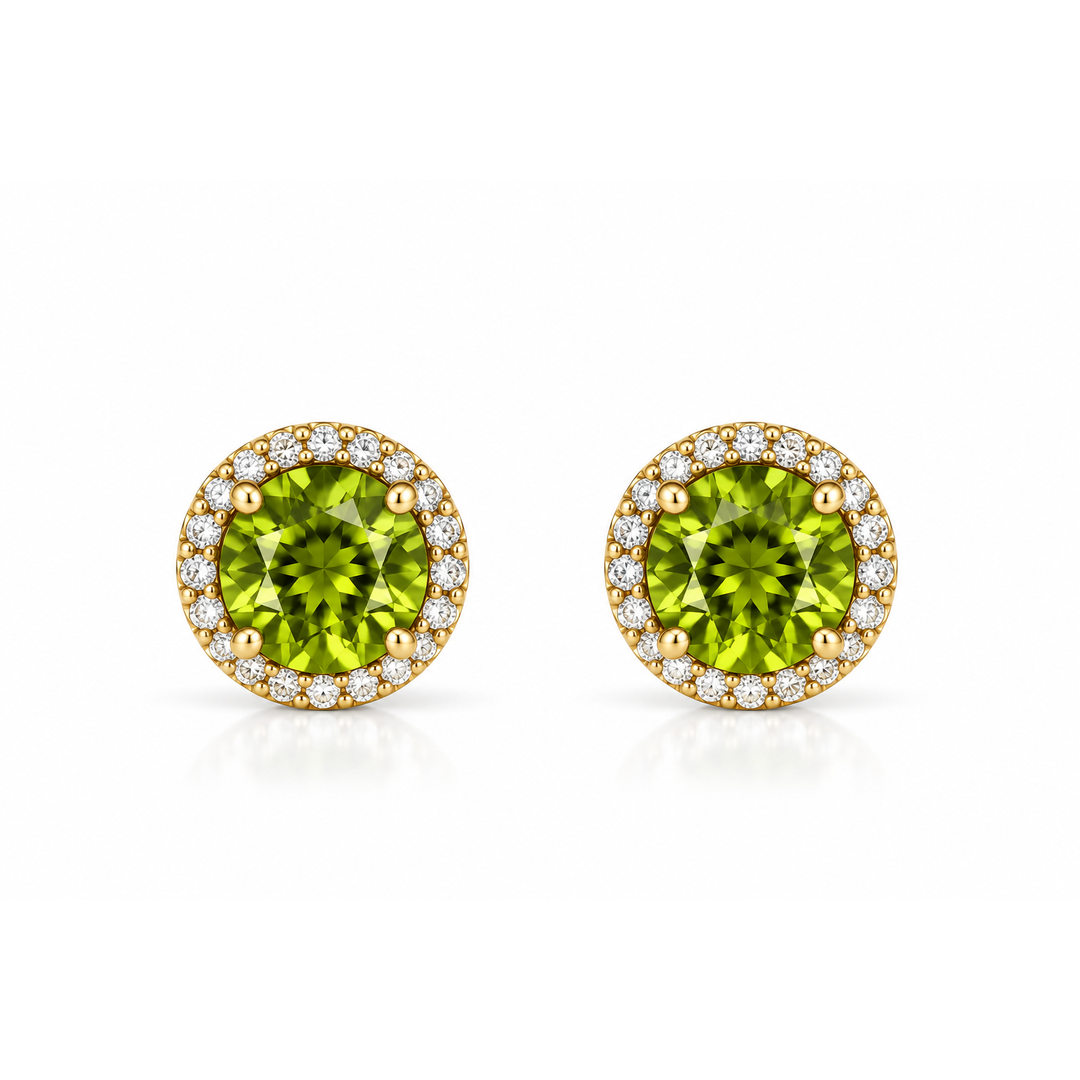 14k Stud Peridot Earrings
