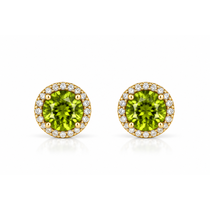 14k Stud Peridot Earrings