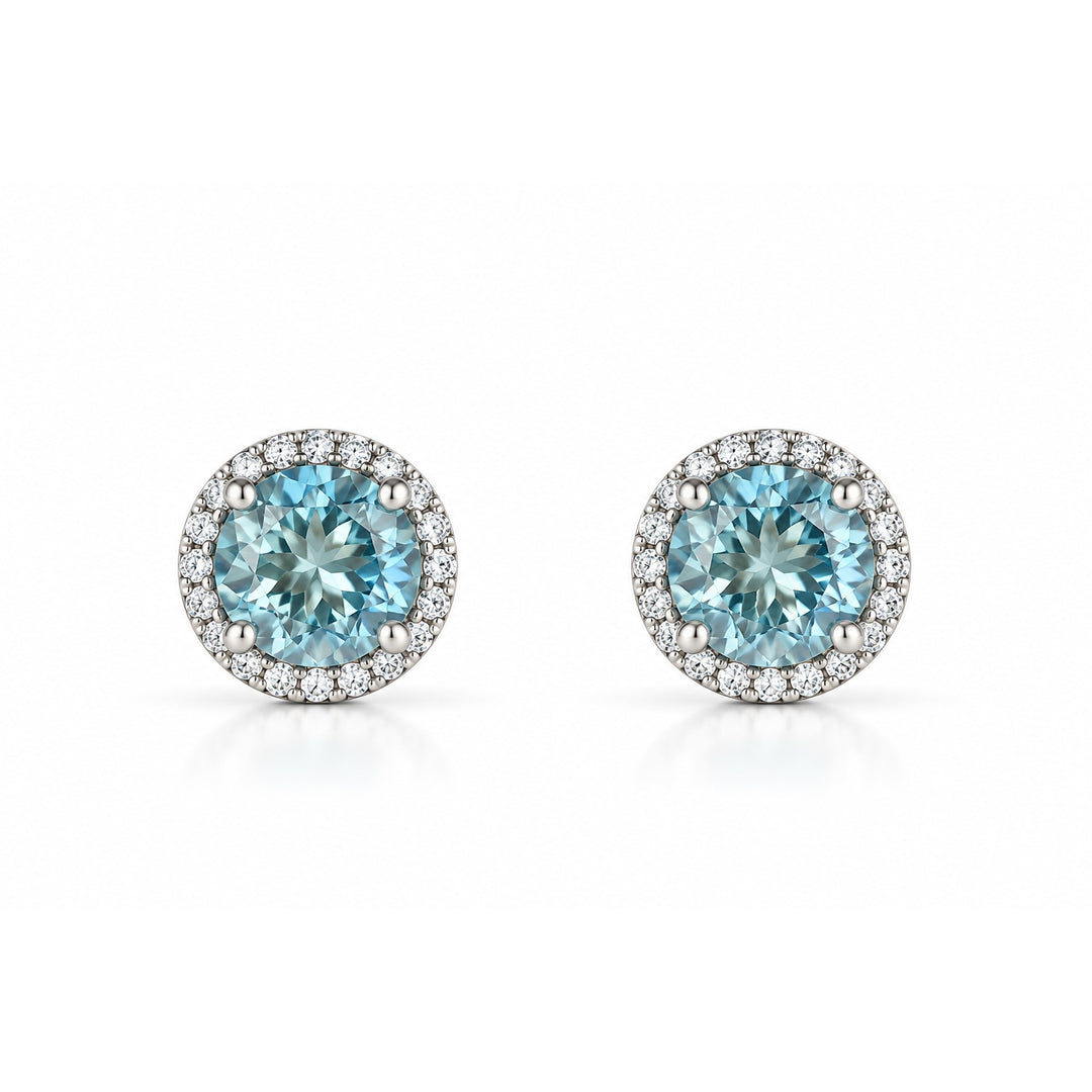 14k Stud Blue Topaz Earrings