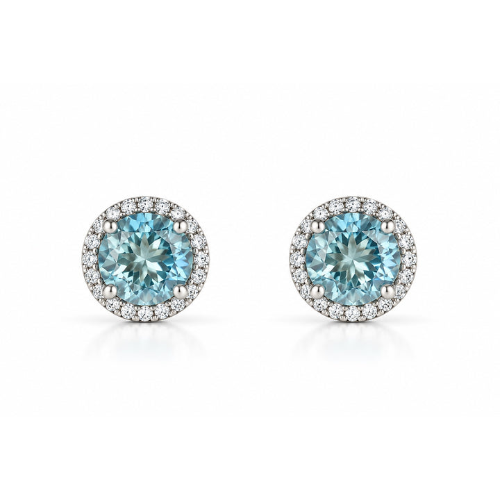 14k Stud Blue Topaz Earrings