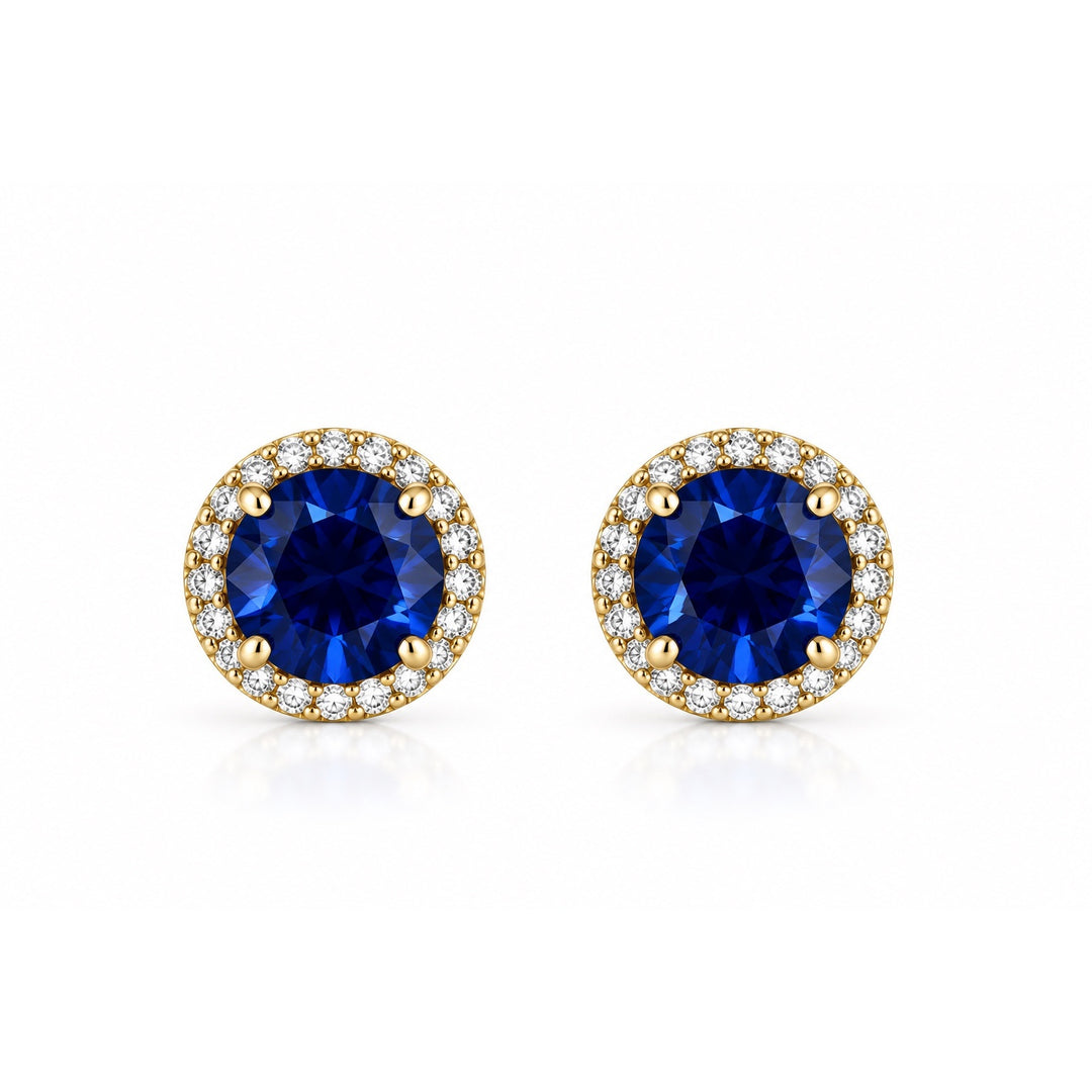 14k Stud Lab Grown Sapphire Earrings