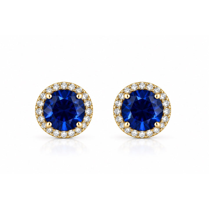 14k Stud Lab Grown Sapphire Earrings