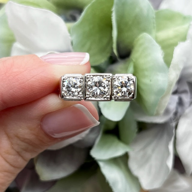 Platinum White Gold 3 Stone Diamond Estate Ring