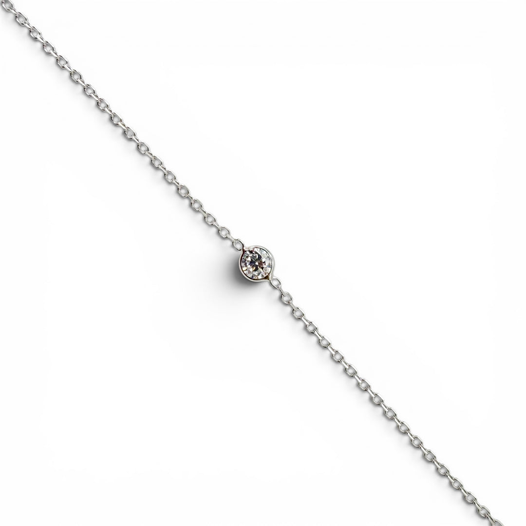 14k White Gold Solitiare Lab Grown Diamond Bracelet