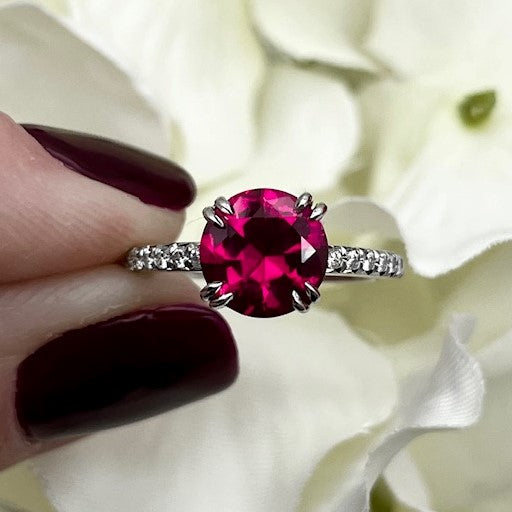 Platinum Lab Grown Ruby Estate Ring