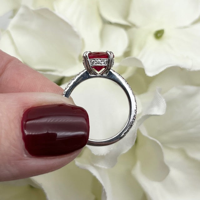 Platinum Lab Grown Ruby Estate Ring