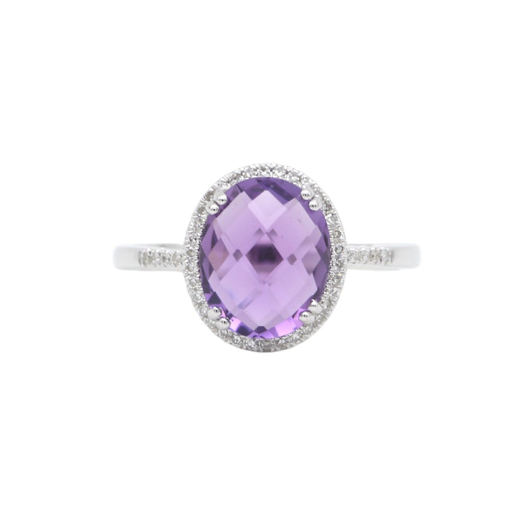 14k White Gold Amethyst Geometric Ring