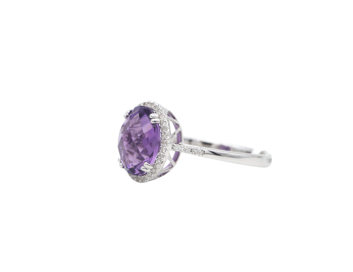14k White Gold Amethyst Geometric Ring