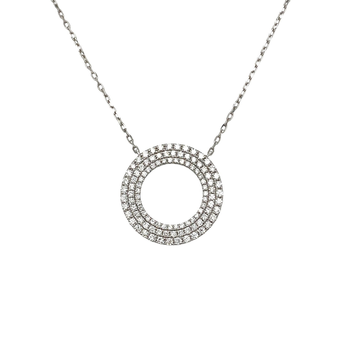 14k White Gold Circle Diamond Pendants