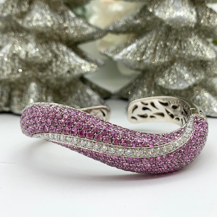 18k White Gold Estate Diamond Designer Bracelet