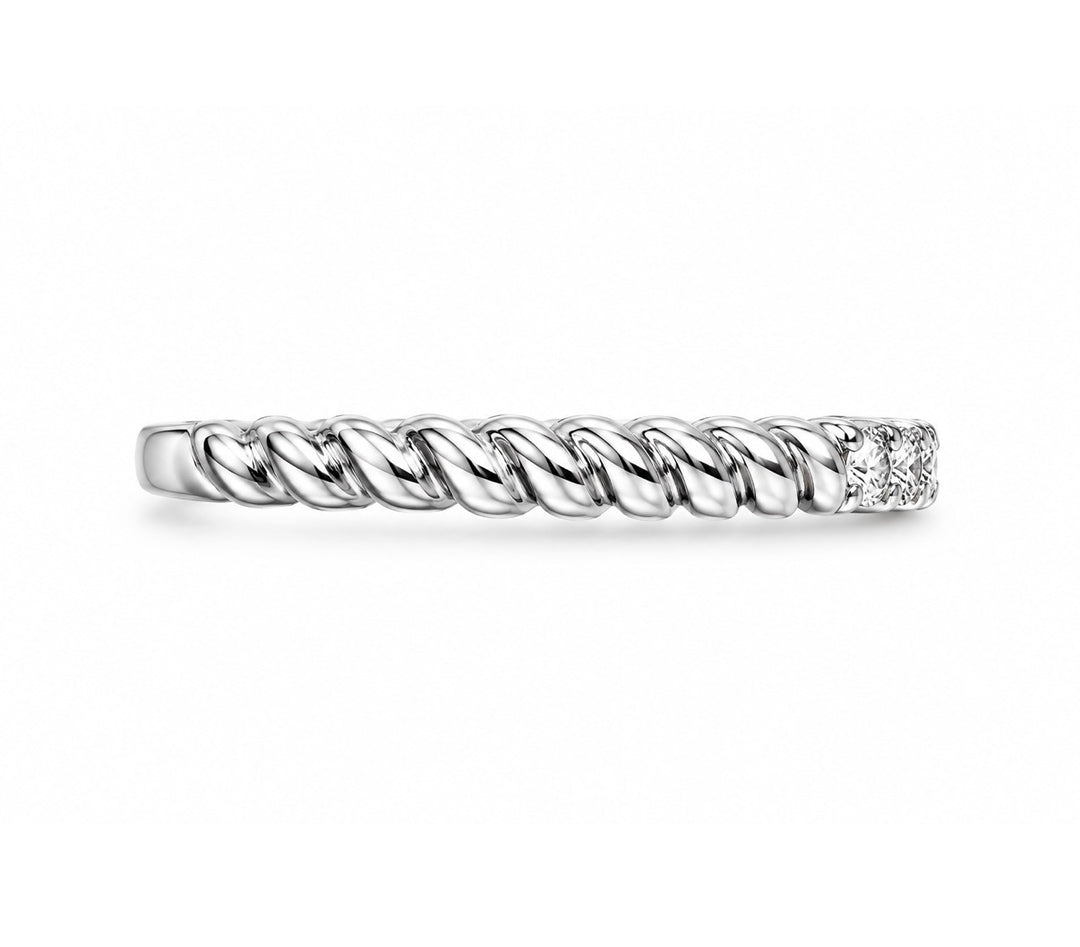 14k White Gold Prong Set 0.19ctw Round Diamond Wedding Band