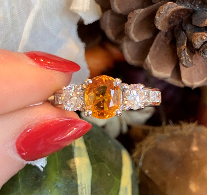 Platinum Yellow Sapphire Estate Ring