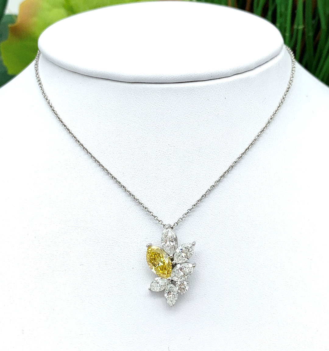 Platinum Flower Diamond Estate Pendant