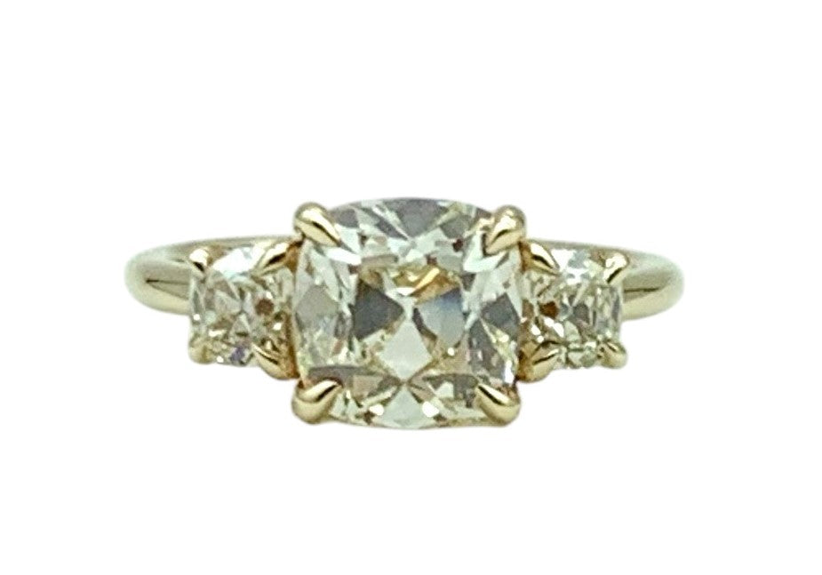 14k Yellow Gold 3 Stone Engagement Ring