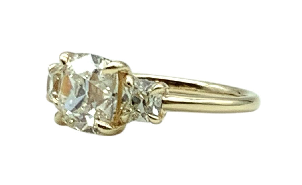 14k Yellow Gold 3 Stone Engagement Ring