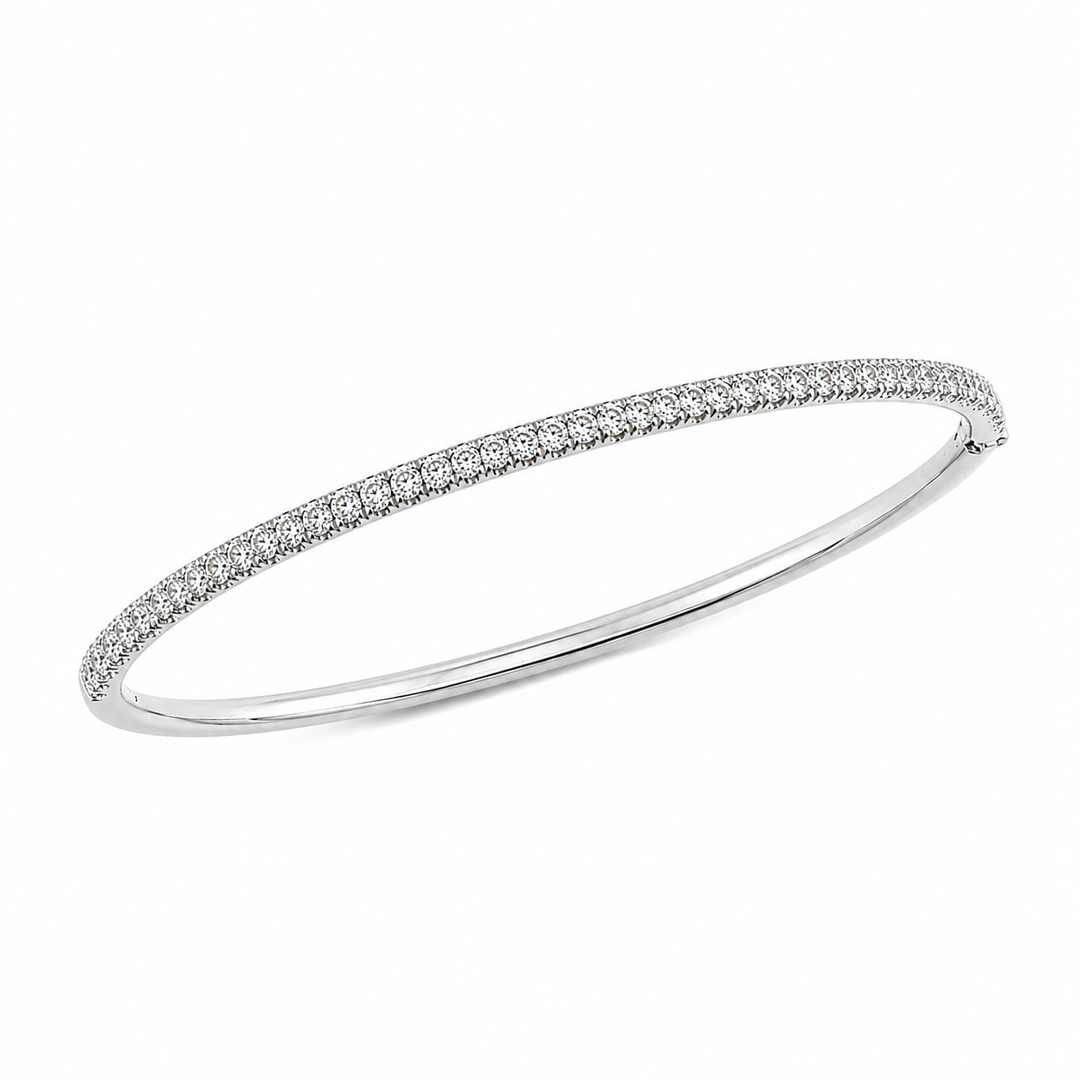 14k White Gold Bangle Diamond Bracelet