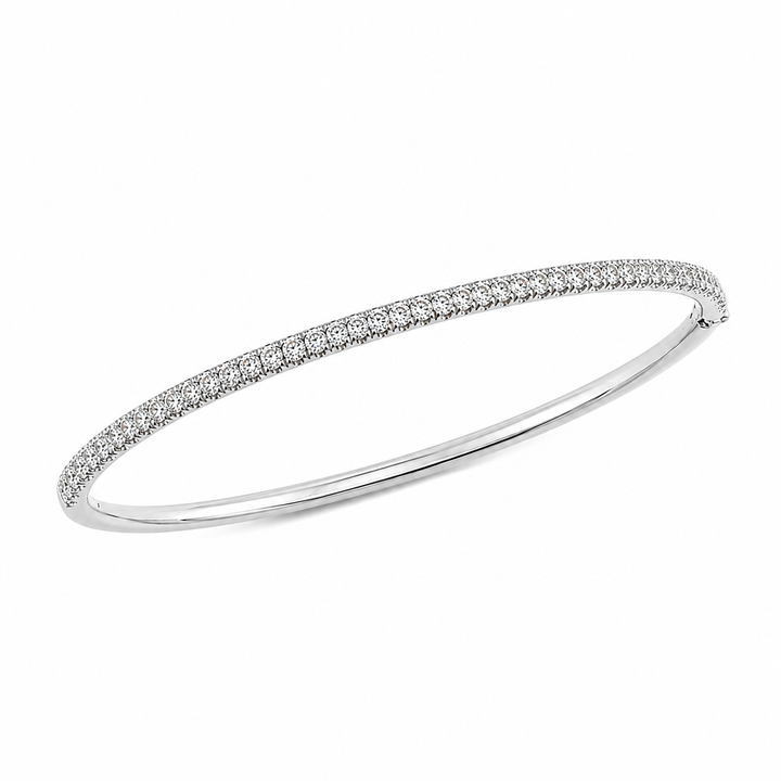 14k White Gold Bangle Diamond Bracelet