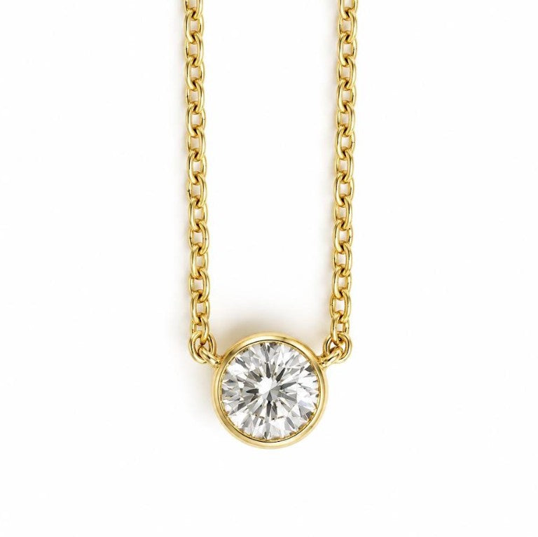 14k Yellow Bezel 1.08ct Lab Grown Diamond Necklace