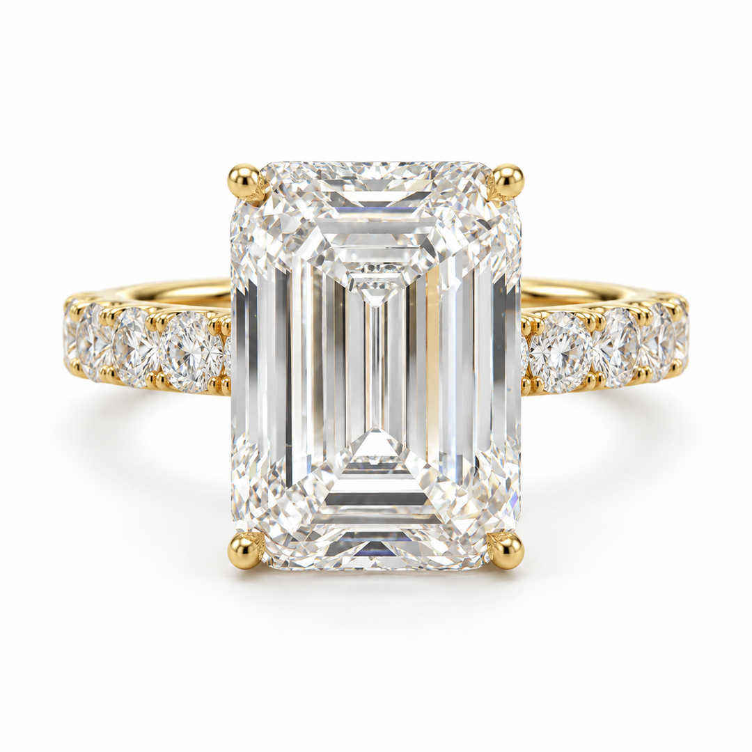 14k Yellow Emerald Lab Grown Diamond Engagement Ring