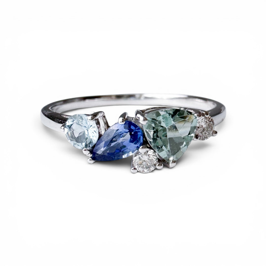 18k White Gold Blue Gemstone Ring
