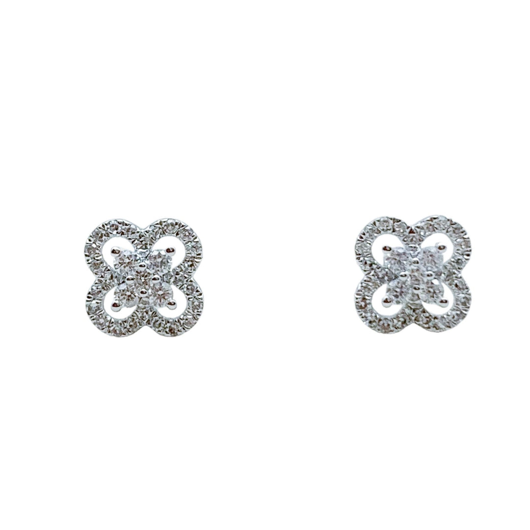 14k White Gold Stud Diamond Earrings 0.29 cttw