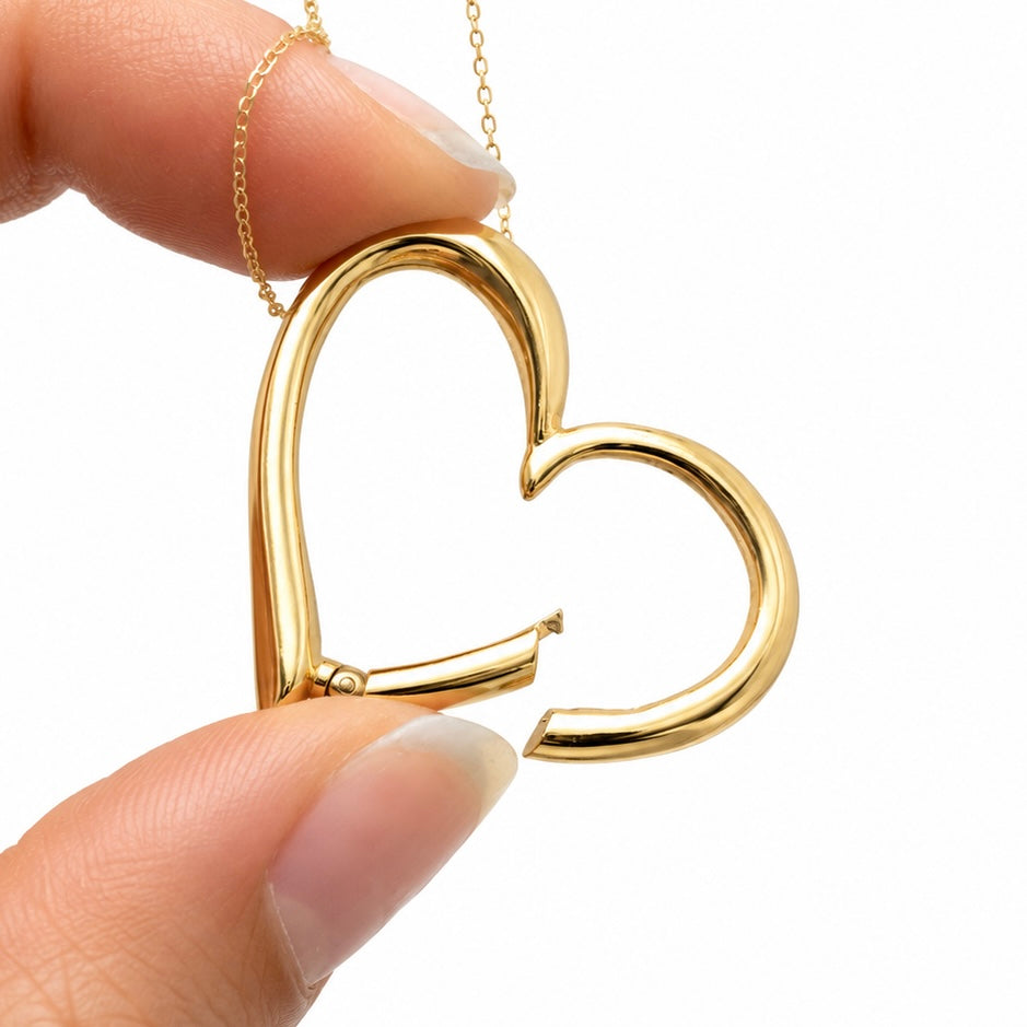 Estate 10k Yellow Heart Charm holder Pendant