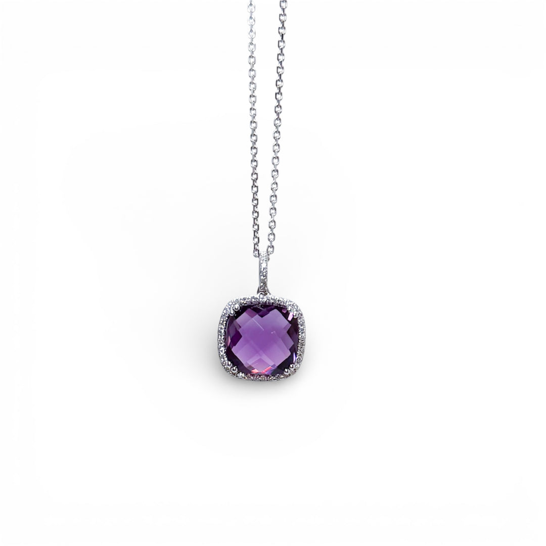 14k White Gold Amethyst Pendant