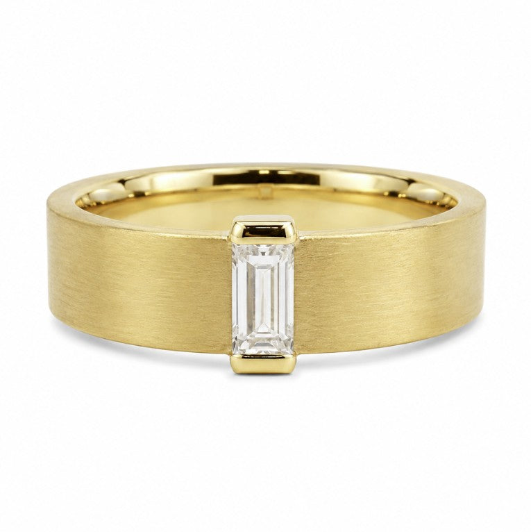 14k Yellow Diamond Baguette Wedding Band
