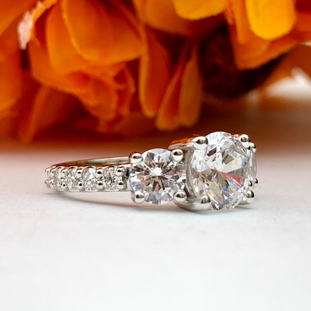 14k White Gold 3 Stone Lab Grown Diamond Engagement Ring 2.00 cttw