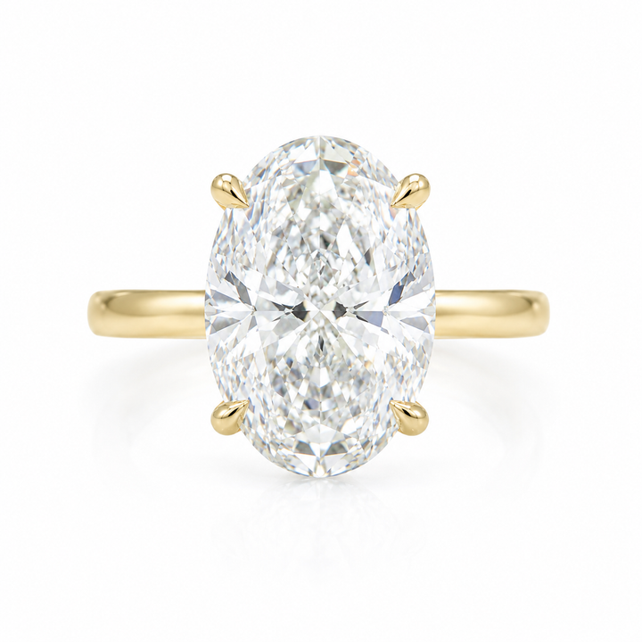 14k Yellow Oval Solitaire Lab Diamond Engagement Ring 3.58 cttw