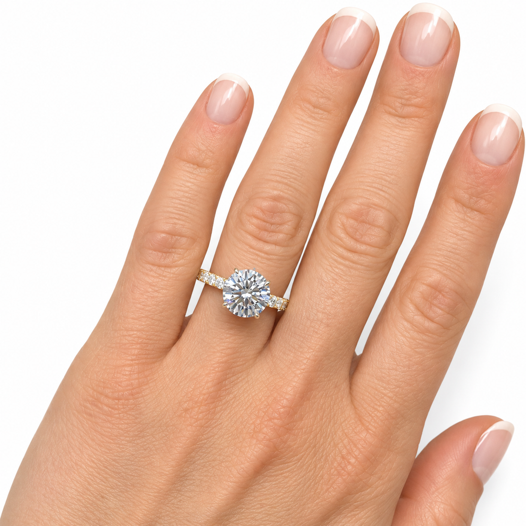 14k Yellow Lab Grown Round Diamond Engagement Ring