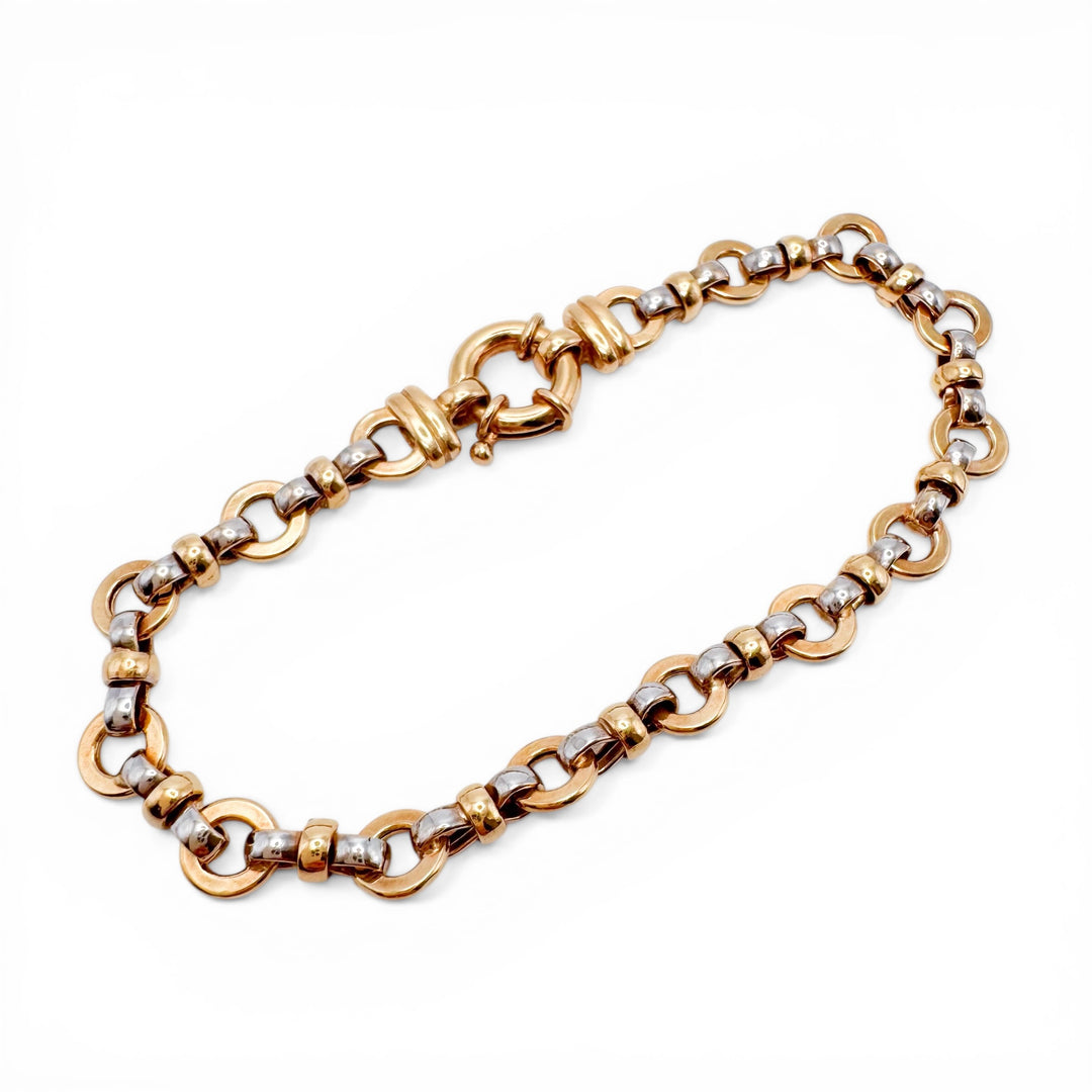 18k Two Tone Open Link Estate Bracelet