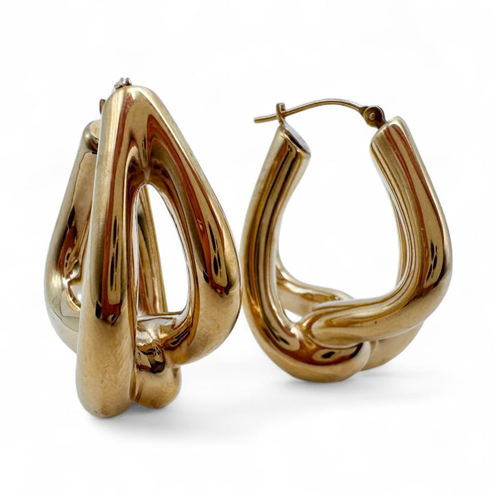 14k Yellow Gold Large Hoop Estate Earrings