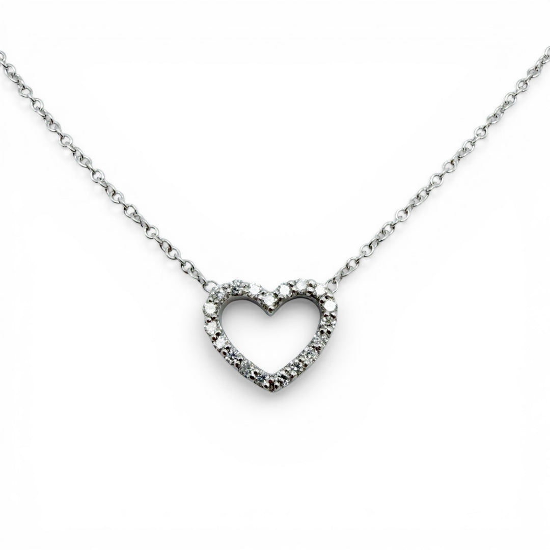 14k White Gold Heart Diamond Pendant