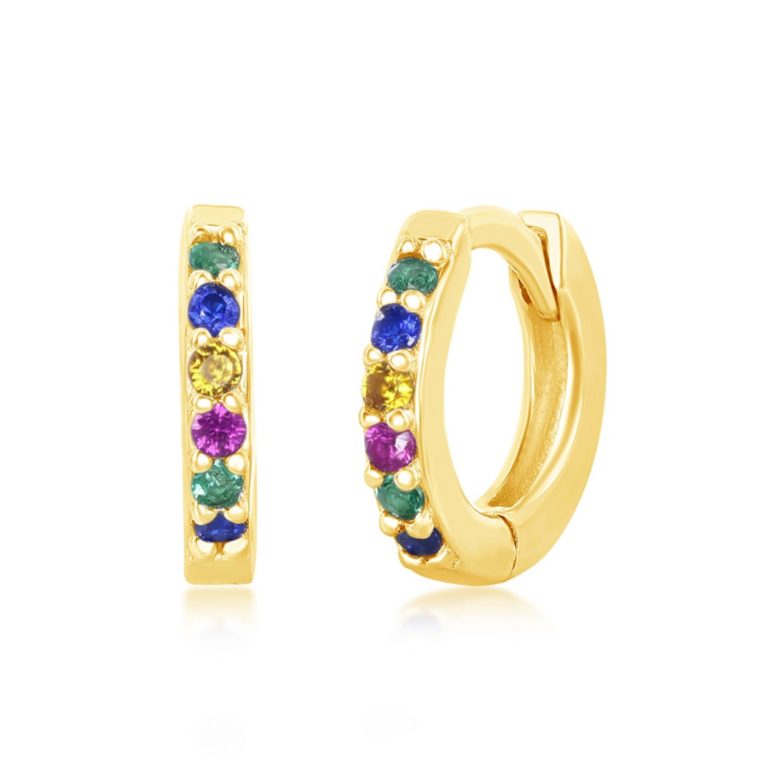 Sterling Silver Yellow Huggies Earrings