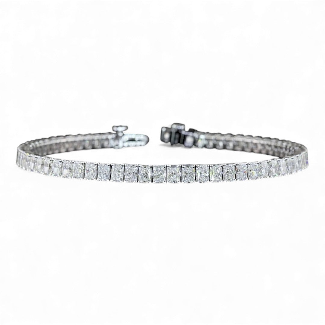 14k White Gold Lab Grown Radiant cut Diamond Bracelet