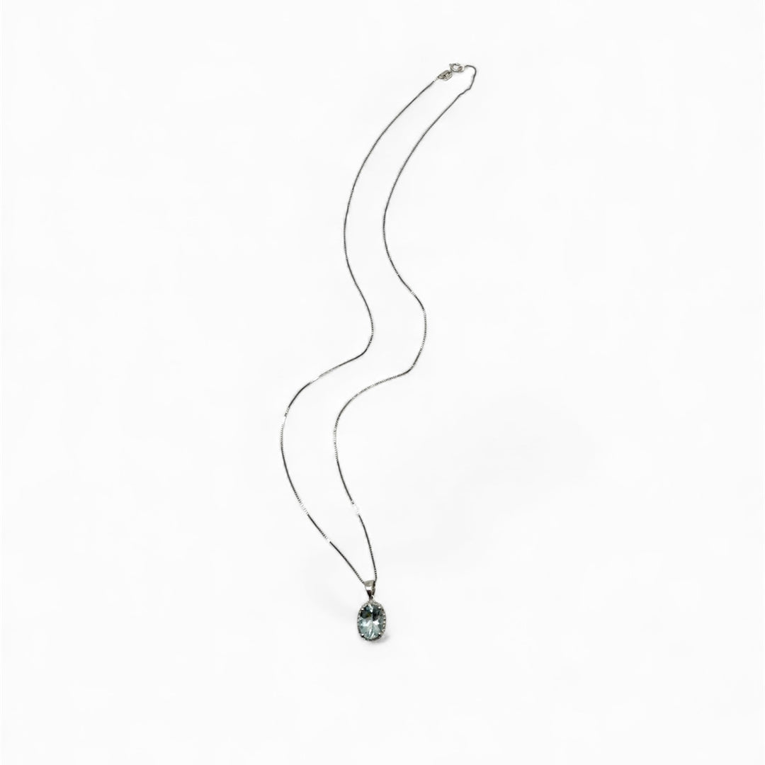 14k White Gold Halo Aquamarine Estate Pendant