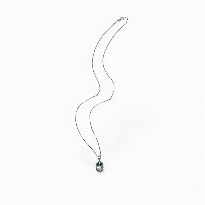 14k White Gold Halo Aquamarine Estate Pendant