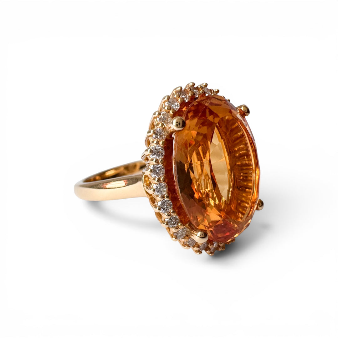 18k Yellow Gold Imperial Topaz Halo Ring