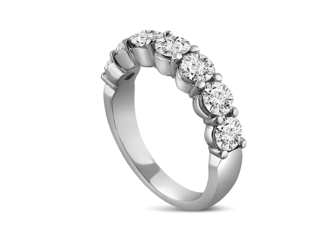 Platinum Shared Prong 1.47ctw Round Diamond Wedding Band