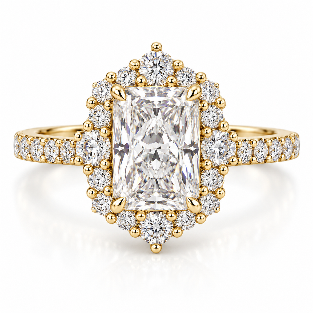 14kt Yellow Gold Diamond Halo Engagement Ring Mounting