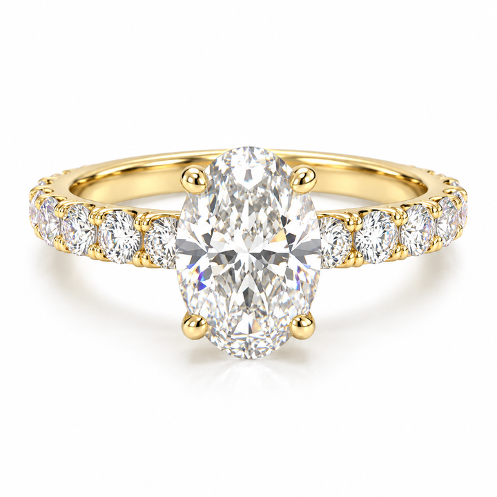 14k Yellow Gold Prong Set Engagement Ring 1.52ct GVS2 Oval Natural Diamond